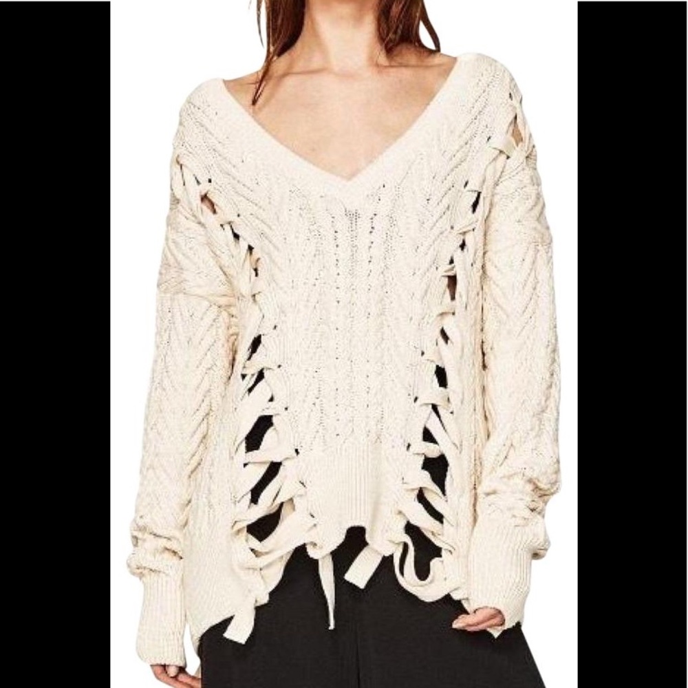 ZARA cable sweater with tie details- LIKE NEW